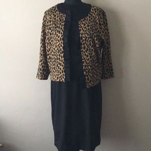NWT Covington black dress and jacket set leopard
